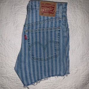 Striped high waisted Levi 501 shorts